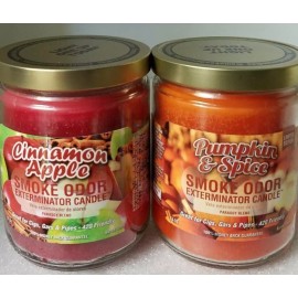 Smoke Odor 13 oz Candles 2 Fragrances Set Cinnamon Apple/Pumpkin & Spice.