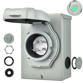 Kohree 30 Amp Generator Power Inlet Box, NEMA L14-30P Power Inlet Box for 4 Prong Generator Cord, 125/250V, 7500W Weatherproof for Outdoor Generator Outlet Receptacle, ETL Listed