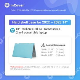 mCover Case ONLY Compatible for 2022~2023 14" HP Pavilion X360 14-EKxxxx Series 2-in-1 Convertible Laptop PC (NOT Fitting Other HP Models) - Aqua