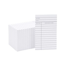 250-Pack Blank Library Cards for School Book Checkouts, CDs, DVDs, Vinyl Records, Classroom Supplies, Record Keeping, Tracking, Organizing, Storage, Vintage-Style, White (3x5 in)