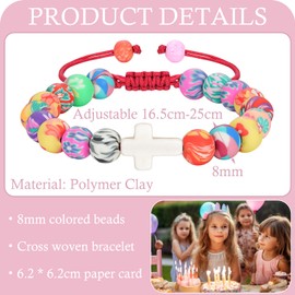 Eahoopfm 8th Birthday Gifts for Girls, Adjustable Cute Beaded Cross Girl Bracelet, Friendship Birthday Gifts for Friends Daughter Granddaughter Sister