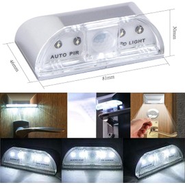 Keyhole Light,AMZSTAR 4LED Keyhole Lamp Infrared PIR Motion Detector Cabinet Light Battery Operated Bedroom Emergency Light Small Night Light Door Lock Sensor Light (1pcs Silver)