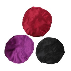 Baluue 3pcs Wide Brim Elastic Sleeping Caps for Women Bonnet Sleep Hat Breathable Comfortable Hair