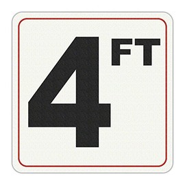 4 FT - Adhesive Depth Marker - 8 Inch x 8 Inch with 6 Inch Lettering