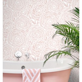 CiCiwind 65Ft×16" White and Pink Peel and Stick Wallpaper Pink Floral Wallpaper Removable Self Adhesive Wallpape Pink Contact Paper Vintage Wallpaper for Bathroom Bedroom Walls Home Decor