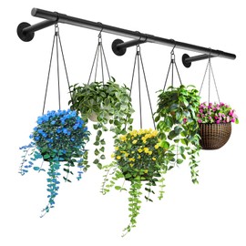 Uoveya Hanging Planters Rod – Plant Hanger Indoor for Window Ceiling, Hanging Plant Shelf for Wall Planter House Plants, Plant Shelves Metal Holder Bar 63In (Pots, Plants, Chains not Included)