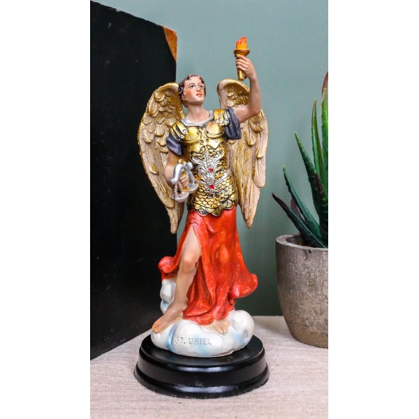 Catholic Church Archangel Saint Uriel With Holy Spirit Torch Statue