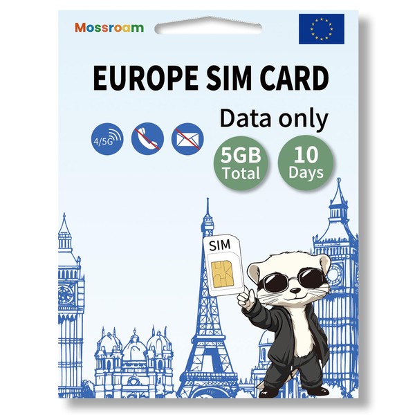 Data SIM Card for Europe Travel 10 Days 5GB Total