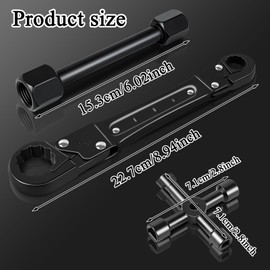 Ponpon Angle Stop Wrench Kit, Plumbing Tools, Angle-on Plumber Wrench for Quick And Hassle-Free Angle Stop And Supply Nut Installations(Black-A)