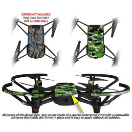 Skin Decal Wrap 2 Pack for DJI Ryze Tello Drone WraptorCamo Grassy Marsh Camo Neon Blue Drone NOT Included