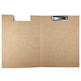 Netuno Pack of 1 Clipboard Folder Eco A4 with Clip Clipboard Kraft Cardboard Natural Brown with Lid Writing Board with Metal Clip Hard Plate Plastic Writing Pad Clipboard Document Holder