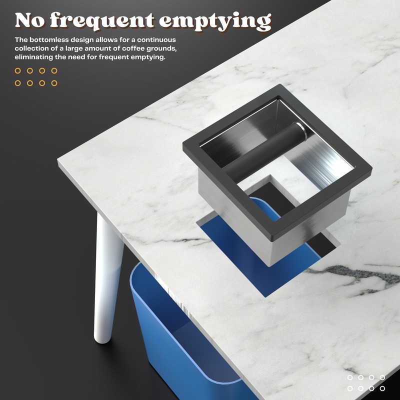 Bottomless Coffee Knock Box, Stainless Steel Espresso Knock Box Chute