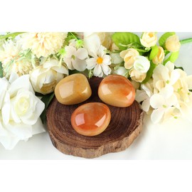 QINJIEJIE Yellow Jade Natural Gemstones Worry Stone Large Stone Healing Crystal Yellow Jade Smooth Crystals Stones 2 Pieces Tumbled Stones Polished Worry Stone Reiki Meditation