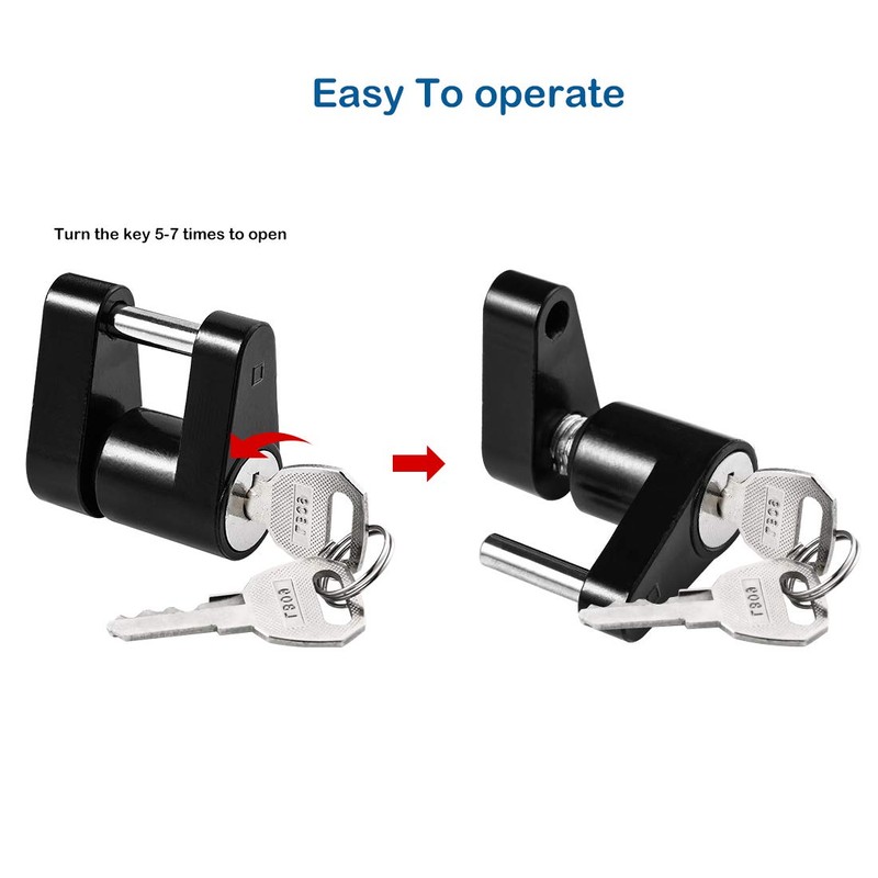 CZC AUTO Black Trailer Hitch Coupler Lock, Dia 1/4 Inch,