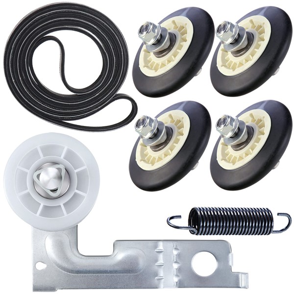 Upgraded Dryer Repair Kit Compatible with LG Kenmore Dryers Includes 4581EL2002C Dryer Drum Roller 4400EL2001A Dryer Belt 4561EL3002A Idler Pulley and Spring，Figures 6 and 7 are Fit Models