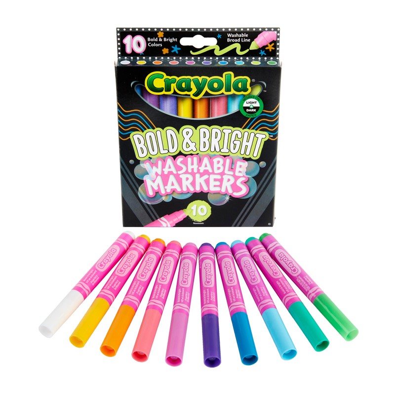 Crayola Washable Markers, Broad Line, Coloring Book Supplies, 10ct