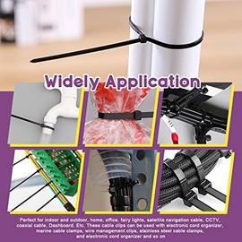 Swpeet Juego de 360 bridas de cierre automtico para cables (150 x 4 mm) y 6 mm tipo silln, base con tornillos de cabeza plana de rosca profunda,...   