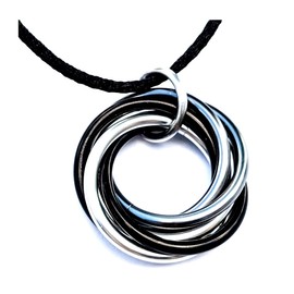 Mobii Necklaces (Multicolor) Pendant Combos, Fidget Infinity Loop Forever Spiral Jewelry (Satin Cord 18-20in, Monochrome, Medium)