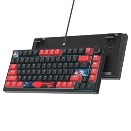 Ussixchare 75% Mechanical Gaming Keyboard - Wired Gasket Mount TKL Hot Swappable RGB Backlit Knob for PC Laptop Windows Gamer (Red Black)