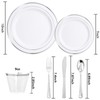 bUCLA 600pcs Silver Plastic Dinnerware Set for 100 Guests -