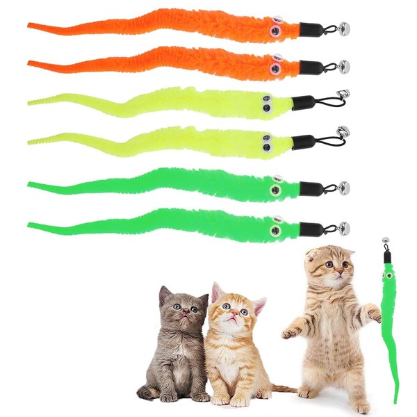 AWOGIPD Cat Toy Worms, 6 Pieces Cat Toy, Toy Replacement