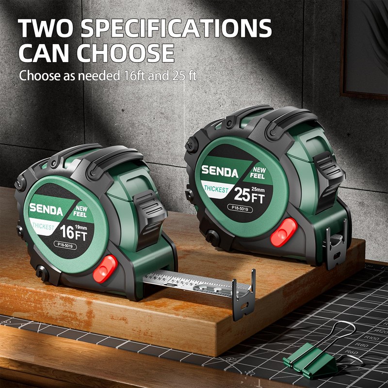 SENDATOOLS 4 Pack Tape Measure 16Ft - Heavy Duty Tape