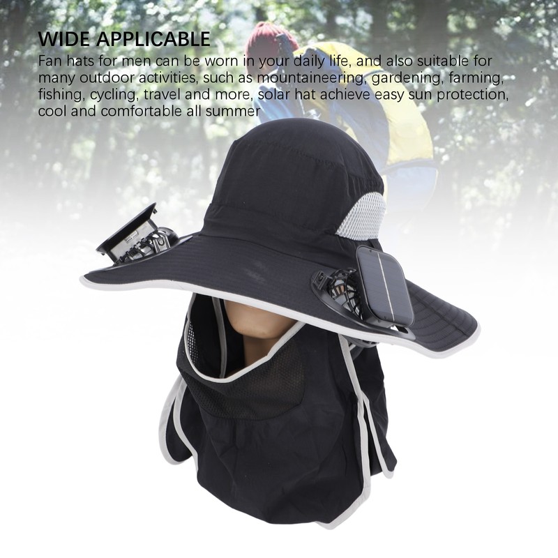 Wide Brim Solar Fan Hat Outdoor Fishing Sunscreen Quick Drying