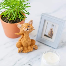 JFSM INC. Bereavement Memorial Orange Cat Angel Figurine with Angel Wings Cat Loss Sympathy Gift - Happy Cat Collection - Cat Bereavement Gifts, Cat Memorial, Cat Loss Gifts, Cat Lover Gifts