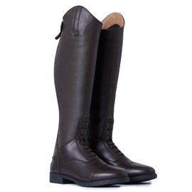HORZE Rover Women's Synthetic Leather Classic Tall Field Riding Boots | Water-Resistant with Laces and Rear Zipper - Dark Brown - 8.5R