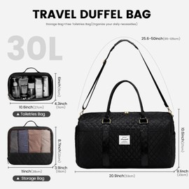 LOVEVOOK Travel Duffle Bag, Weekender Bag for Women with Toiletry Bag, Carry on Overnight Bag with Shoe Compartment,Gym Duffel Bag with Wet Pocket,Mommy Hospital Bags for Labor and Delivery 3Pcs