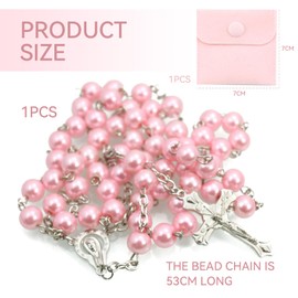 Calkkrer 1 x Catholic Rosary, Communion Rosary with Retro Cross, Velvet Gift Bag, Elegant Cross, Christening, Communion Wedding, Communion Party., Plastic