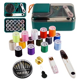 Mini Sewing Kits for Adults & Kids, Small Sewing Accessories and Supplies for Beginners with Needles, Threads, Scissors, Measure Tape, Suitable for Travel, Home, School and DIY Gift (Dark Green)