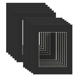 ZBEIVAN 11x14 Black Picture Mats with white Core Bevel Cut Frame Mattes for 8x10 Pictures - Pack of 12