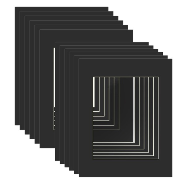ZBEIVAN 11x14 Black Picture Mats with white Core Bevel Cut