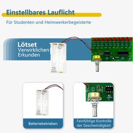 Eiele LED Running Light Soldering Set with Adjustable Speed Ne555 Soldering Learning Set Ideal for School Lessons and Soldering Beginners (Soldering Required)