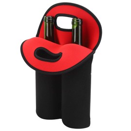 OUKENS Wine Bottle Tote, 750ml 2 Bottles Hand‑Held Neoprene Insulated Wine Bottle Bag Hand Bag for Travel with Secure Carry Handle