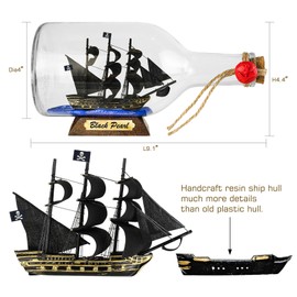 SAILINGSTORY Pirate Ship in a Bottle Ship Model Black Pearl Black Sails