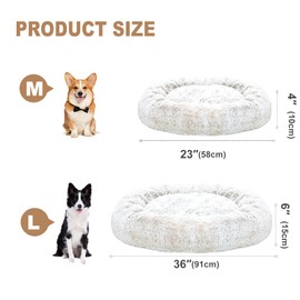 JOYELF Donut Dog Bed Cat Bed for Large Dogs, Calming Pet Bed Ultra Soft Faux Fur Cuddler Round Self Warming Sleeping Bed for Dogs and Cats
