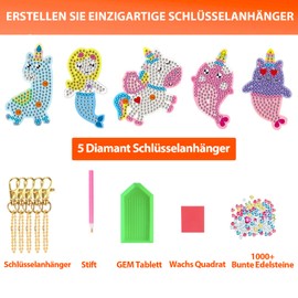 ORIENTAL CHERRY Unicorn Gifts for Girls, Arts and Crafts for Kids - Make Your Own GEM Keyring - 5D Diamond Painting by Numbers Art Sets for Girls Children Toddlers