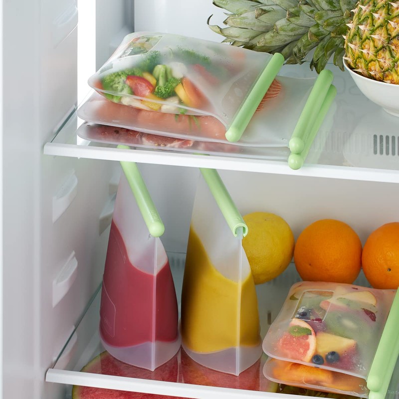 Lékué Reusable Silicone Flat Bags for Food Storage (Set of