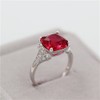 Uloveido Platinum Plated Square Cushion Cut Simulated Red Ruby Damond