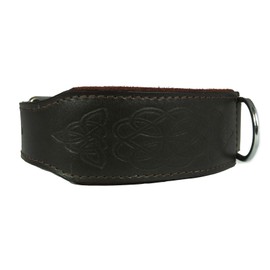 4doggies Brown Leather Celtic Embossed Dog Collar For Staffy Staffordshire Bull Terrier Bulldog (18-22 Inch - 2 Inch Wide)