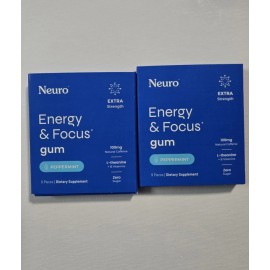 Neuro Gum EXTRA STRENGTH 100MG B-12 Nootropics Caffeine 2pk 18 pcs Boost Energy