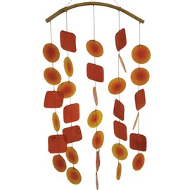 My Family House Capiz Shell Wind Chime Patio Garden Decor Window Suncatcher Ideal Windows Balconies Burnt Orange