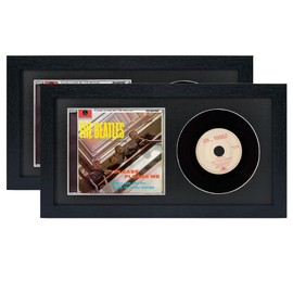 Hodeframe 2 Pack CD Frame，14.4" x 7.9" CD Display Frame for Disc and CD Box,Black Frame with Black Mat,CD Frame Display Case with Real Glass,Signed CD Music Frame for Wall and Tabletop
