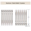 BIPY 12/Pack Silver Dart Shafts 2BA Metal Accessories Stems Aluminum