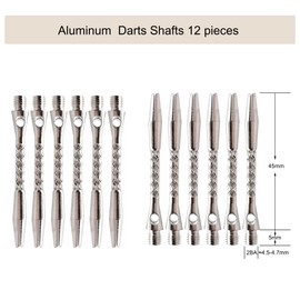 BIPY 12/Pack Silver Dart Shafts 2BA Metal Accessories Stems Aluminum Dart Pole Rod in Aluminum with Standard 2BA Thread