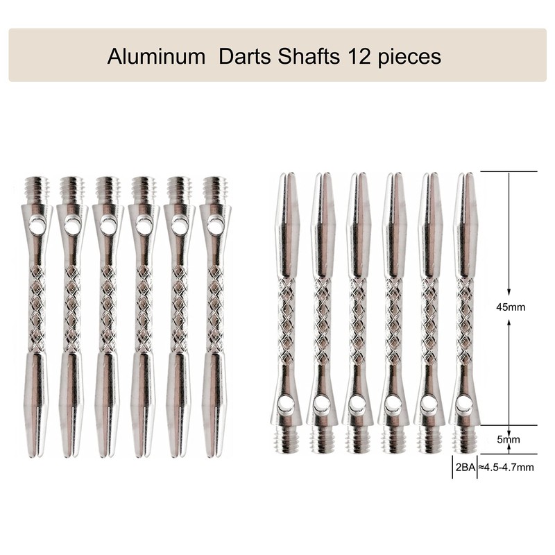 BIPY 12/Pack Silver Dart Shafts 2BA Metal Accessories Stems Aluminum