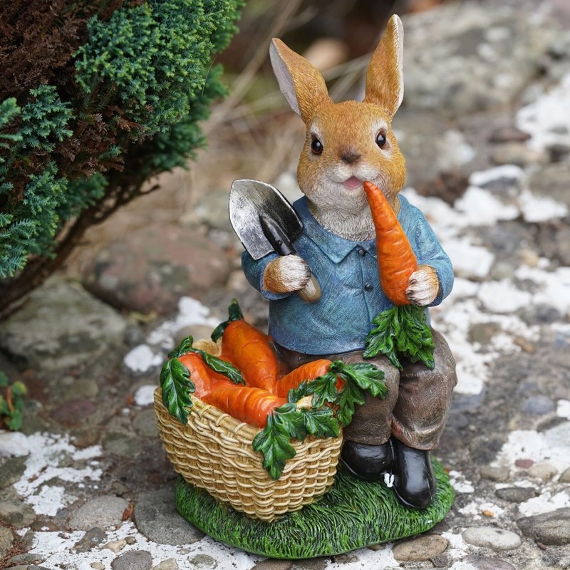 Hungry Bunny Resin Sculpture | Home Garden Peter Rabbit Statue