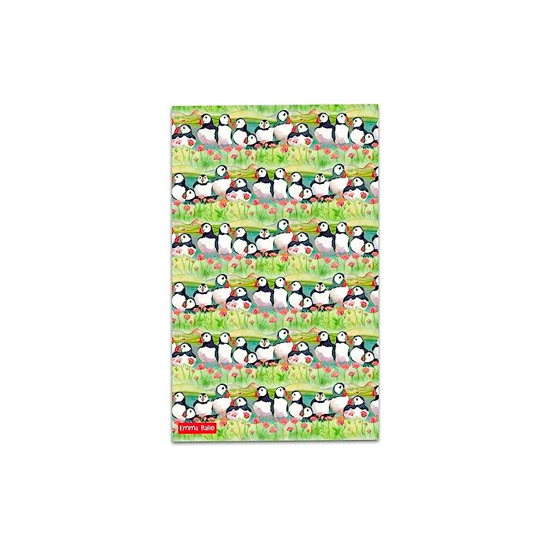 Cotton Tea Towel Printed in The UK Puffins and Sea